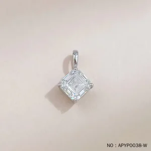 Square Lab-Grown Diamond Pendant Solid 18K White Gold