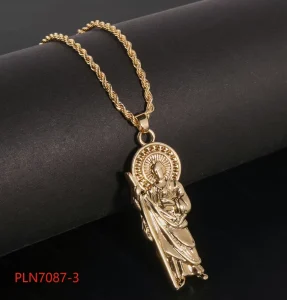 St. Jude San Judas Tadeo Pendant 18K Gold Silver Plated CZ Religious Necklace