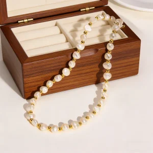Stainless Steel 14K Gold-Plated Irregular Freshwater Pearl Necklace