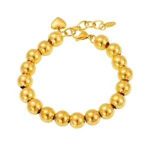 Stainless Steel 18K Gold-Plated Bead Bracelet