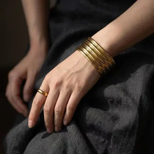 Stainless Steel 18K Gold-Plated Bracelet Bangle