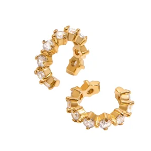 Stainless Steel 18K Gold Plated Zircon Non-Piercing Ear Cuff for Women