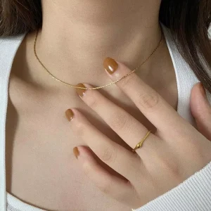 Stainless Steel 18K PVD Gold Plated Minimalist Bare Chain Choker Necklace