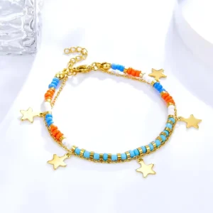 Stainless Steel 18k Gold Plated Charm Bracelet for Women