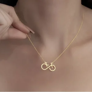 Stainless Steel Bicycle Link Necklace 18K Gold Plated