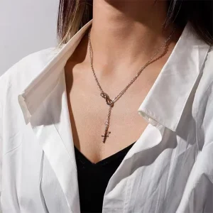 Stainless Steel Cross 18K Gold-Plated Large Minimalist Women’s Necklace