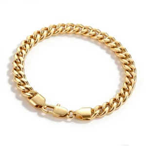 Stainless Steel Cuban Chain Bracelet Double-Sided Polished Simple All-Match Accessories for Men Women Layering