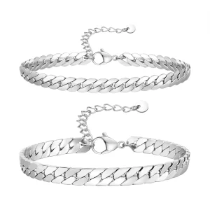 Stainless Steel Cuban Chain Link Bracelet for Men and Women, Punk Style