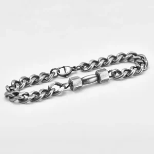 Stainless Steel Cuban Link Chain Dumbbell Bracelet