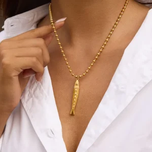 Stainless Steel Electroplated Beaded Pendant Necklace for Women