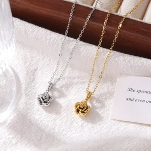 Stainless Steel Flower Rose Necklace