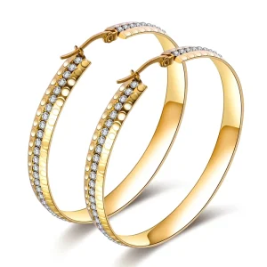 Stainless Steel Gold-Plated Hoop Earrings