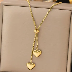 Stainless Steel Heart-Shaped Pendant Necklace