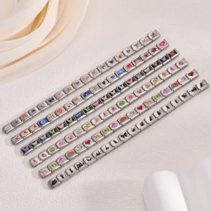 Stainless Steel Italian Charm Bracelet with Multiple Patterns