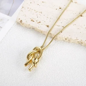 Stainless Steel Link Chain Long Pendant Necklace for Women, Dual-Wear