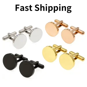Stainless Steel Men’s Cufflinks, High-Polish Silver, for Weddings and Business