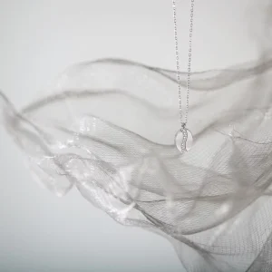 Stainless Steel Micro Paved Zircon Coffee Bean Oval Pendant Clavicle Chain Necklace