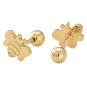 Stainless Steel Minimalist Golden Stud Earrings for Children