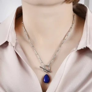 Stainless Steel Minimalist Teardrop Necklace for Women