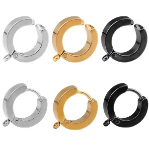 Stainless Steel Non-Piercing Clip-On Ear Cuff Hoop Dangle Huggie Earrings for Jewelry Making