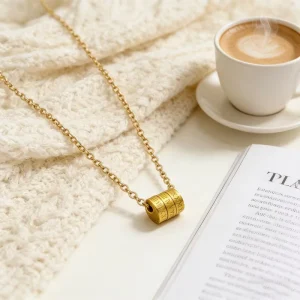Stainless Steel Roman Numeral Pendant Necklace, Hypoallergenic