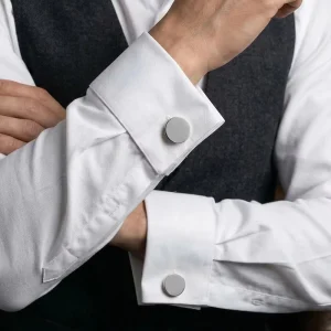 Stainless Steel Square Cufflinks for Men Engraved Logo Formal Wedding Wear