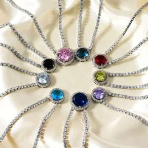 Stainless Steel Zircon Pendant Necklace for Women