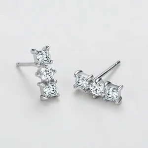 Sterling Silver 925 Earrings Zircon S925 Silver Stud Earrings for Women
