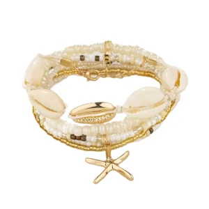 Summer Beach Ocean Shell and Starfish Rice Bead Bracelets for Women