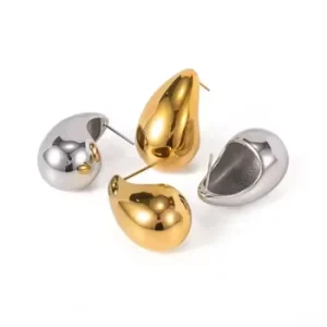 Teardrop-Shaped Gold-Plated Stud Earrings