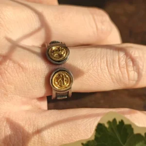 Tibetan Deer Motif Gold-Plated 925 Silver Prayer Ring, Nickel-Free