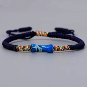 Tibetan Hand Woven Vajra Knot Imperial Stone Bamboo Link Iron Unisex Dragon Boat Festival Bracelet