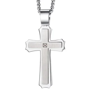 Titanium Cross Pendant Necklace for Men