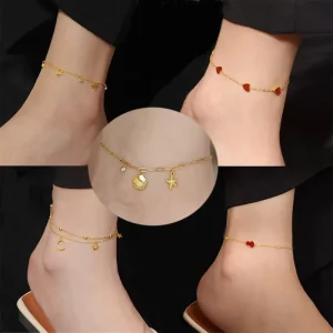 Titanium Steel Star and Moon Fringe Anklet