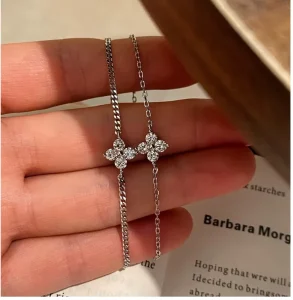 Total 0.4 Carat Moissanite Clover Bracelet S925 Silver for Women