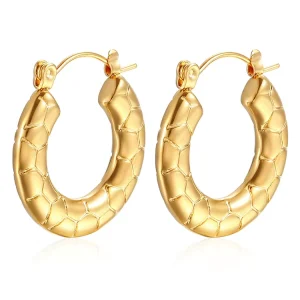 Trendy Customized Simple Exquisite Circular Hoop Earrings 18 K Gold Plated Stainless Steel Earrings for Women Fine Jewelry