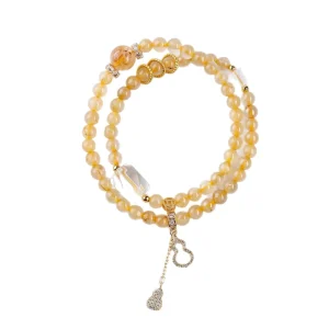 Trendy Geometric Luxury Style Double-circle Golden Hair Crystal Bead Micro Insert Strand Elastic Bracelet Charms