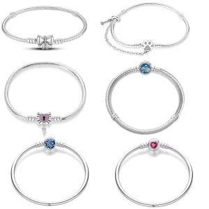 Trendy Silver-Plated Cute Paw Zircon Snake Chain Bracelet DIY Versatile Basic Bangle for Custom Jewelry