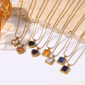 Trendy Stainless Steel Zircon Studded Necklace Women’s High End 18K Gold Plated Simple Versatile Chain Factory