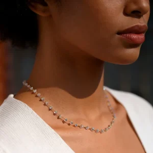 Tungsten Artificial Triangle Crystal Rhinestone Clavicle Chain Multi-color Necklace