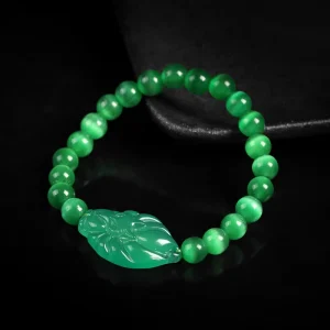 Tungsten Cat’s Eye Stone Crystal Rhinestone Leaf Pattern Nine Tails Fox Jewelry