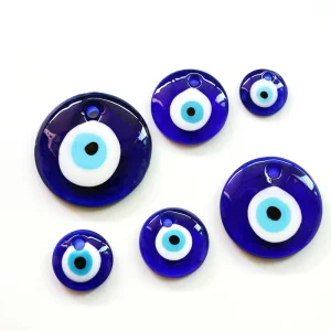 Turkish Evil Eye Coin Pendant Religious Jewelry Charm Crystals