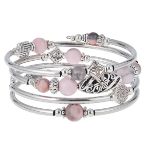 Twined Wire Wrap Turquoise Multilayer Spiral Memory Wrap Bangle