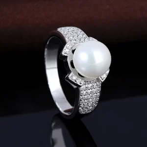 Unique Pearl Ring 925 Sterling Silver for Women