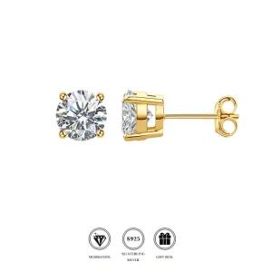 Unisex 4-Prong Moissanite Stud Earrings, S925 Silver, Hypoallergenic, Multi-CT, Tarnish-Resistant, Daily Wear