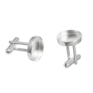 Unisex 925 Sterling Silver Tray-Design Cufflinks, Blank