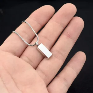 Unisex Titanium Steel Pendant Necklace with Small Square Snake Bone Design
