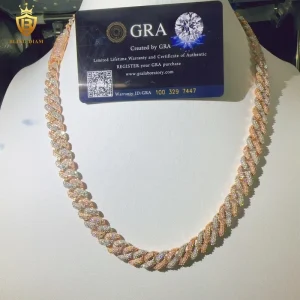 VVS Moissanite Cuban Link Chain Hip Hop Iced Out Diamond 10mm Sterling Silver 925 Miami Cuban Link Chain Necklace