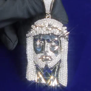 VVS Moissanite Jesus Pendant, 925 Solid Silver, Iced Out Religious Charm