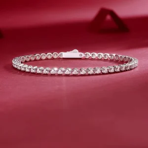 VVS1 Round-Cut Moissanite Tennis Bracelet, S925 Silver
